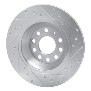 Audi A6 Quattro Brake Rotor (1) - Rear Left - R1 Concepts - Drilled & Slotted - Silver - `05-`11